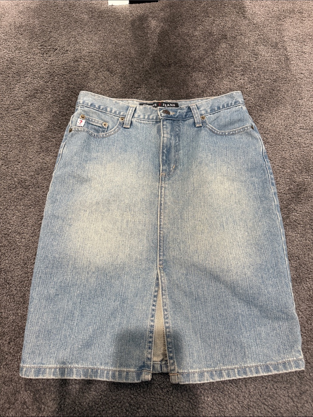 Guess Light Blue Denim Midi Skirt with Front Slit